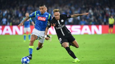 Neymar JR du PSG et Allan de Naples